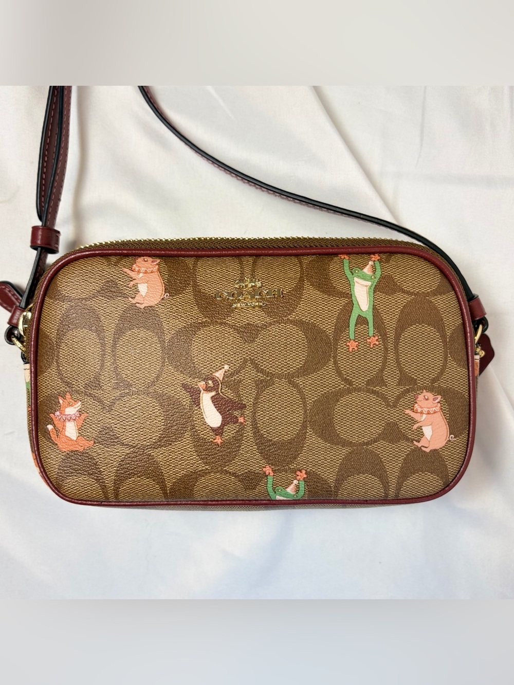 Coach Forest Friends Party Animals Signature Double Zip Camera Crossbody - Picture 2 of 7